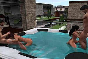 Hot couples in cartoon characters playing wild foursome fun
