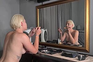 Morning routine + amazing blonde with perfect tits and boobs goes wild
