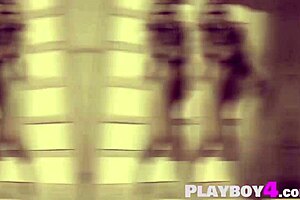 Beautiful blonde model teases her giant boobs and perfect ass all alone