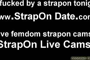 Femdom strapon play: Big dildo and bisexual action