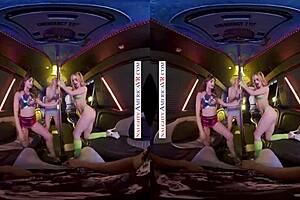 Naughty American girls had a big black cock after the rave and get creampied