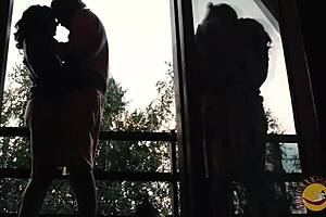 Real life beautiful teenage girl starring non-professional performs oral sex, sucking and swallowing boyfriends sperm on the balcony