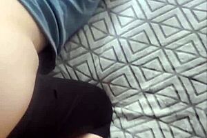 A Redhead girl sleeping with her boyfriend while at work