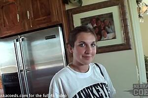 Nebraska realist amateur girl explores real sex on white couch