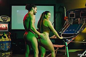 The milf squirting milf gets her big ass pounded in a game room