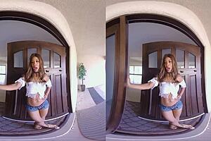 VR porn: Black girl neighbor gives head