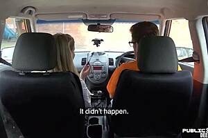 Street-kissing a thick-titted and curvaceous milf in a car