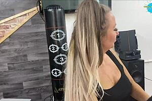 This amateur couple just couldn’t keep their hands of each other and because of that they couldn’t even make it to the door after a hot and horny session as they were caught on camera in a rather vulgar pose and with a public cumshot