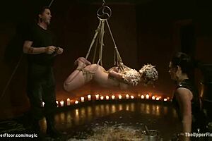 Dominant German threesome lesbian with tied blonde and strapon