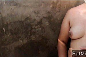 A hot wife becomes slutty in an outside garage setting