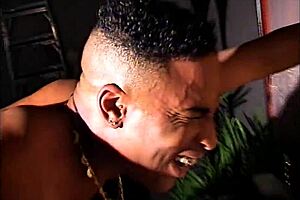 Crazy space chick caught in phat sweats, classic Harlem Hos gets licked and fucked