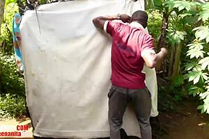 African BBW anal gets fucked by her co- tenant in the bathroom