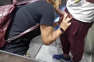 Hot mixed Fuck in elevator with the gorgeous and sexy brunette mother IRL