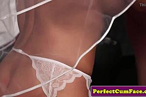 Bride sucks cock eagerly