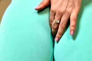 Big Camel toe milf is ready to make you feel wet with close up pussy displays