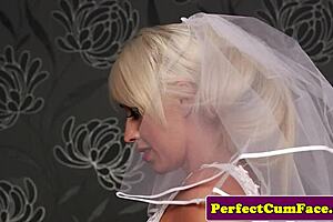 Bride sucks cock eagerly