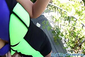 narrative unfolds with a tattooed babe getting her big tits titfucked in pov action, oiled and horny