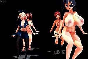 Four Girls Dancing With Big Tits