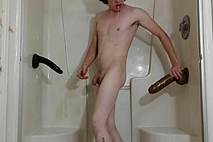 Taking two thick black dildos in my holes 😈