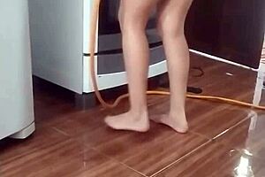 I secretly recorded my naked employee washing my stove in fetish amateurs style