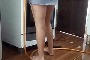 I secretly recorded my naked employee washing my stove in fetish amateurs style