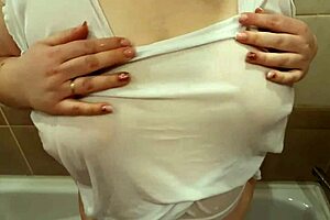 i got my big wet tits soapy in the shower, sucking on them