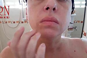 regina noir gets a sensual lip massage and face fitness workout at the outdoor ranch