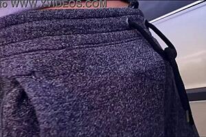 Sloppy deepthroat in car, cum outside