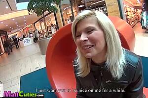 Cute Czech Brunette Explores Outdoor Shop Near Railway Track