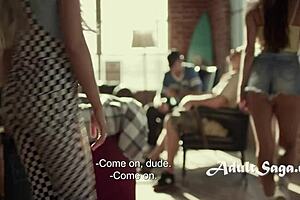 Petite redhead teens in spontaneous Y2K threesome