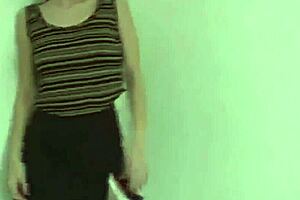 Devlyn strips and teases with a pov bj in close up while jerking off