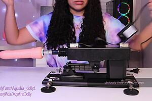Agatha dolly unboxes intense sex machine in doggy style