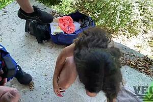 Three goblins fuck stupid girl hard at home, teaching personal space