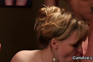 Doll Sucks Cum in Blowbang