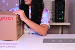 Agatha dolly unboxes intense sex machine in doggy style