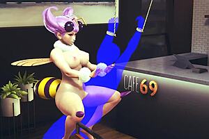 Dark Stalker Hentai: Japanese Bee Sex in a Crowded Cafe with Asian Manga Anime Action