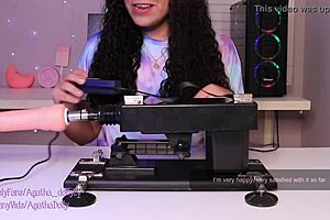 Agatha dolly unboxes intense sex machine in doggy style