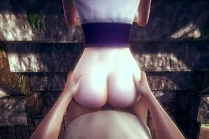 Anime navy girl in cosplay gets hardcore anal hentai action with big boobs