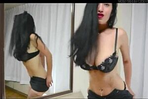 Young girl strips naked on webcam, flaunting big tits and sexy ass