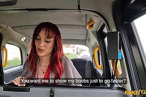 fake taxi slim french redhead barely fits huge italian cock in tight pussy