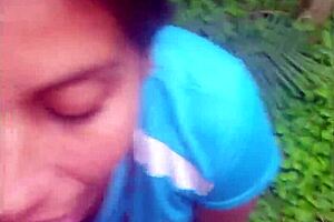 Teen pornstar's first balcony deepthroat adventure