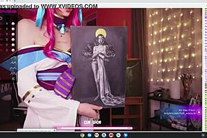 cosplay hentai slut strips completely nude for you in anime costumes