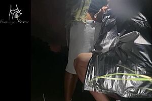 Brunette teen bends over for doggystyle sex on public beach