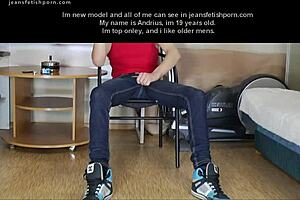 Young Gay Twink Jerking In Jeans