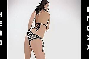 Cartoon Hentai Babe Teases with Striptease and Ripped Clothes