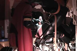 Rubbernurse Agnes In Heavy Rubber Clinic Red Gown Delivers Intense Pegging To Patient