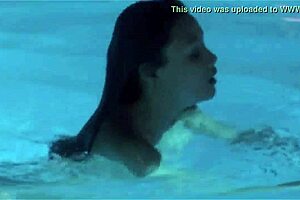 Watch this sexy asian skinnydipping in the pool, nude and wild!