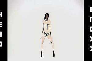 Cartoon Hentai Babe Teases with Striptease and Ripped Clothes