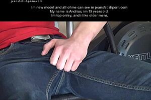Young Gay Twink Jerking In Jeans