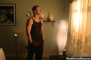 Kita Zen's Ass Receives Intense Handjob and Cumshot in Pantyhose Massage